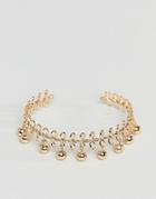 Asos Design Wire Wrapped And Ball Charm Cuff Bracelet - Gold