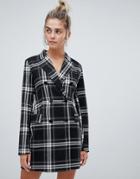 Bershka Check Print Blazer Dress In Multi - Multi