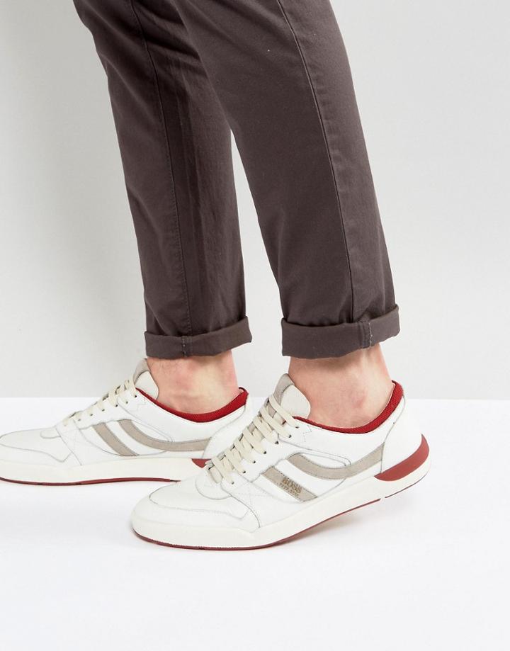 Boss Orange By Hugo Boss Leather Detail Sneakers Red - White