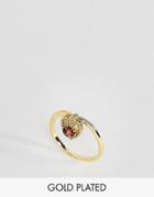 Rock N Rose January Semi Precious Garnet Birthstone Ring - Gold