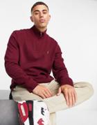 Polo Ralph Lauren Icon Logo Half Zip Sweatshirt In Burgundy-red
