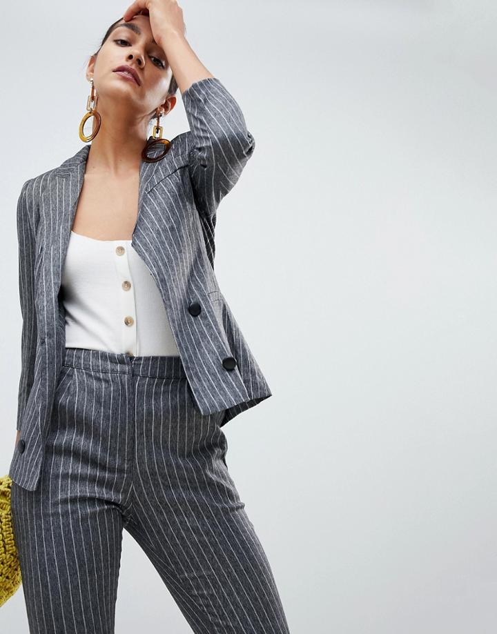 Angel Eye Checked Tailored Blazer - Gray