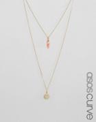 Asos Curve Crystal Sun Multirow Choker Necklace - Gold