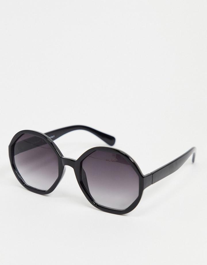 Aj Morgan Hexagon Sunglasses In Black