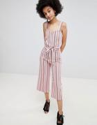 Miss Selfridge Stripe Culotte Tie Waist Jumpsuit - Multi