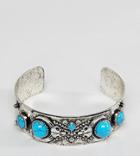 Reclaimed Vintage Inspired Silver Bangle With Semi Precious Stones Exclusive To Asos - Silver