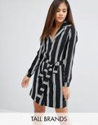 Influence Tall Shirt Dress In Stripe - Black
