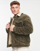 Only & Sons Cord Jacket With Sherpa Lining In Beige-neutral