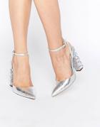 Asos Playground Embellished Pointed High Heels - Silver