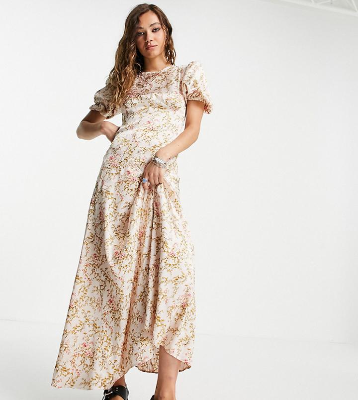 Reclaimed Vintage Inspired Couture Maxi Dress In Pink Floral Print With Sequin Embellishment