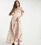Reclaimed Vintage Inspired Couture Maxi Dress In Pink Floral Print With Sequin Embellishment