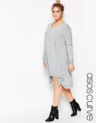 Asos Curve Sweater Dress In Fine Knit - Gray