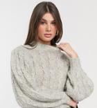 Asos Design Tall Cable Sweater In Lofty Knit-grey