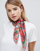 Weekday Silky Scarf With Double Sided Print - Red