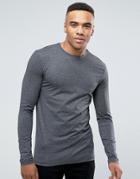 New Look Muscle Fit Long Sleeve Top In Gray - Gray