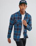 Brixton Bowery Flannel Check Shirt In Blue - Blue