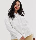 Neon Rose Plus Shirt With Patch Pockets And Mis Match Buttons - White