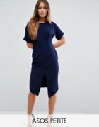 Asos Petite Wiggle Dress With Split Front - Navy