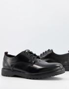 Base London Cog Lace Up Shoes In Hi Shine Black