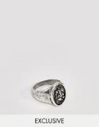 Reclaimed Vintage St Christopher Ring In Burnished Silver - Silver
