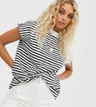 Weekday Prime T-shirt In Black And White Stripes-multi