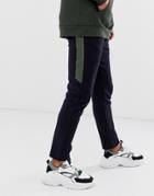 River Island Pique Sweatpants With Side Panel In Navy