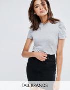 New Look Tall Gray Puff Sleeve Jersey Top - Gray