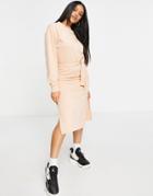 Missguided Basic Midi Sweater Dress With Tie Belt In Sand-neutral