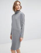 Warehouse Roll Neck Sweater Dress - Gray