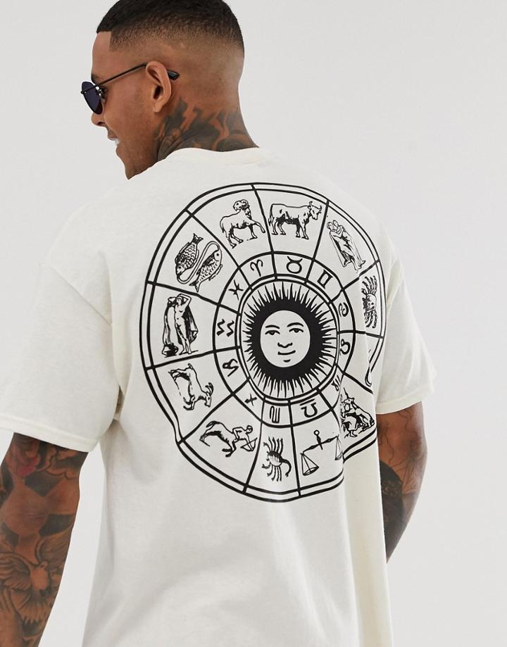 Hnr Ldn Zodiac Back Print T-shirt In Oversized - Pink