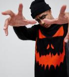 Asos Design Tall Halloween Pumpkin Sweater - Black