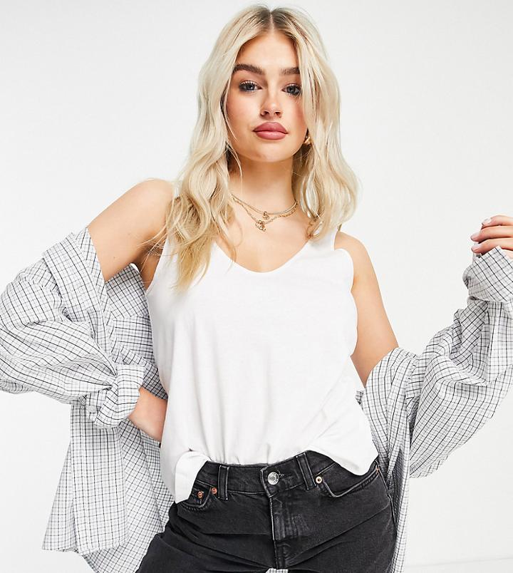 Asos Design Petite Ultimate Cotton Scoop Neck Tank Top In White