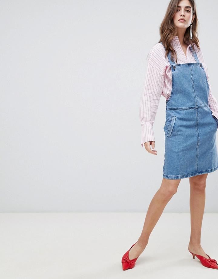 Gestuz Margaret Denim Pinafore Dress - Blue