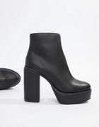 London Rebel Platform Ankle Boots - Black