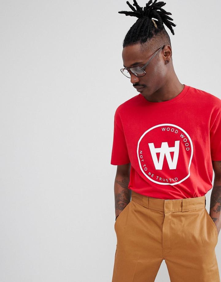 Wood Wood Seal T-shirt With Large Stamp Logo In Red - Red