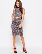 First And I Deco Print Pencil Skirt - Purple