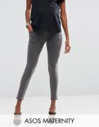 Asos Maternity Ridley Skinny Jeans In Slated Gray With Under The Bump Waistband - Gray
