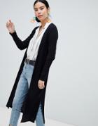 New Look Rib Midi Cardigan In Black - Black