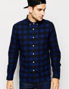 Asos Shirt In Buffalo Plaid With Long Sleeves - Blue
