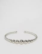 Asos Metal Bead Open Cuff Bracelet - Rhodium