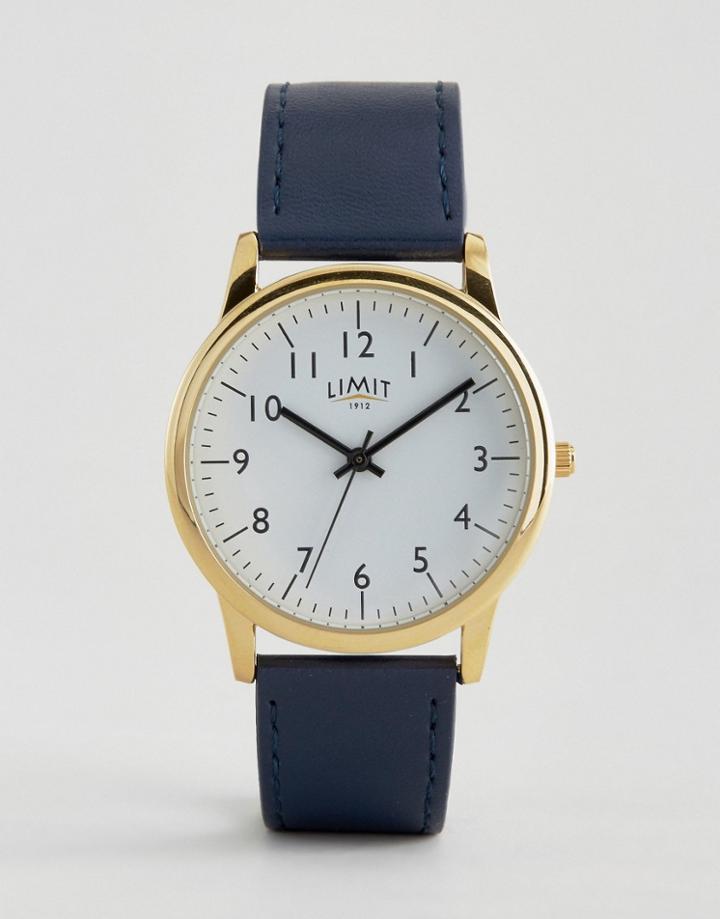 Limit Watch In Navy With Gold Dial Exclusive To Asos - Navy