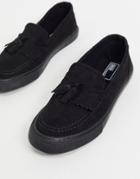 Asos Design Sneakers In Black Faux Suede With Tassel