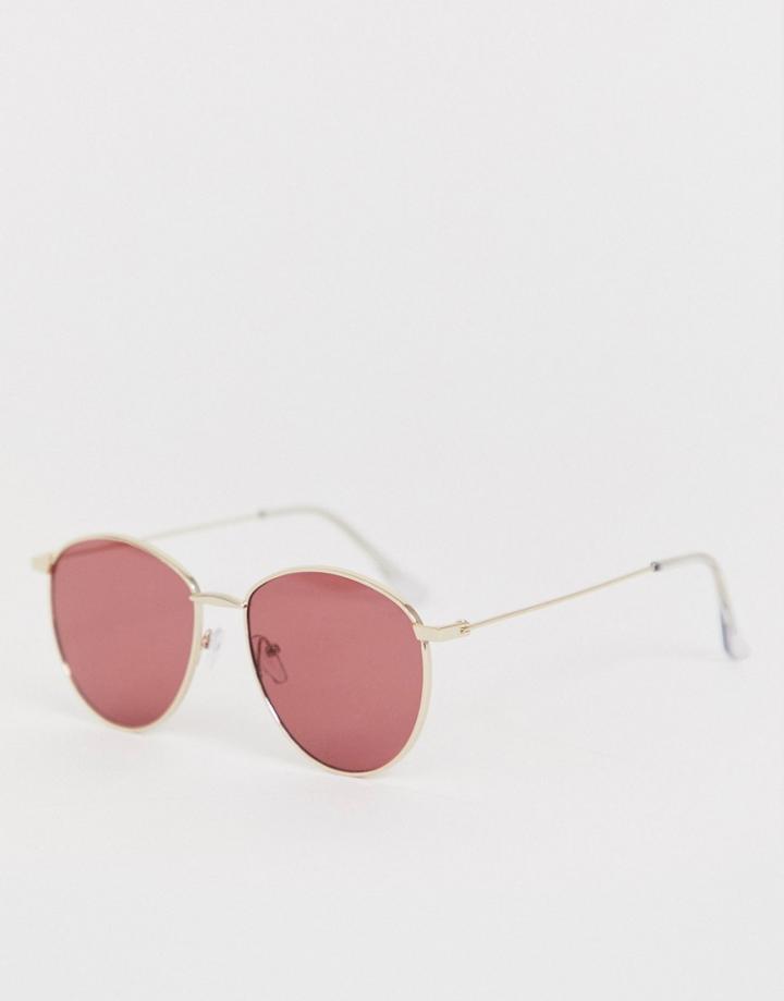 Aj Morgan Round Sunglasses In Gold