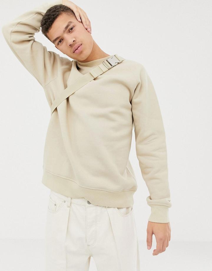 Asos White Oversized Sweatshirt In Heavyweight Beige Jersey - White