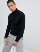Threadbare Roll Neck Cotton Sweater - Black
