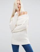 Asos Sweater With Off Shoulder Detail - Cream