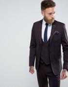 Gianni Feraud Skinny Fit Blue And Red Checked Suit Jacket - Blue