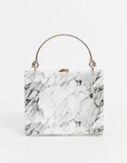 Asos Design Marble Box Clutch Bag-white