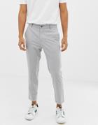 Bershka Slim Cropped Fit Pants In Gray With Stripes - Gray