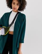 Asos Design Easy Relaxed Blazer In Textured Jersey - Green